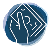 Blue circle icon - money in hand